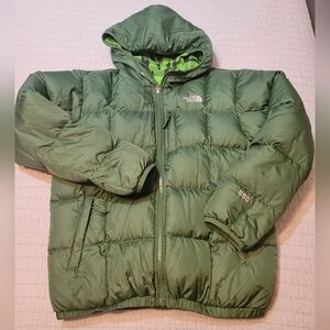 The North Face Kids Size Large Green Puffer 550 Reversible Coat